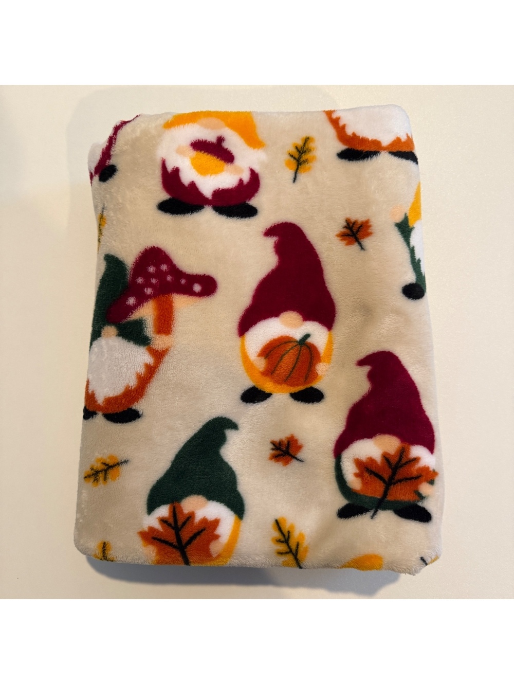 Cozy Fall Gnome Plush Fleece Throw Blanket Pumpkin Mushroom Autumn Decor